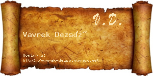 Vavrek Dezső névjegykártya