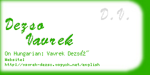 dezso vavrek business card